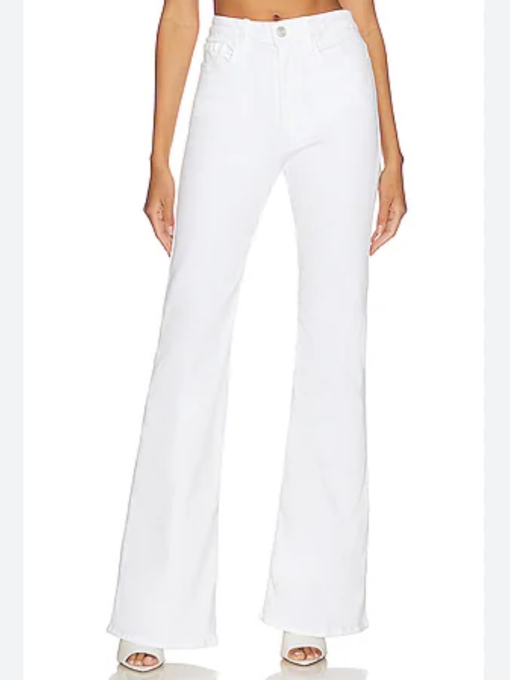 FRAME Le One Flare bootcut high rise jeans white